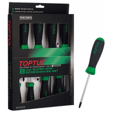 Set 8 surubelnite TOPTUL GAAE0807, profil plat 3.5x100, 4x100, 5.5x100, 6.5x150, 8x175 mm, phillips PH0x60, PH1x80, PH2x100, maner aderent TOPTUL GAAE0807 Set 8 surubelnite TOPTUL GAAE0807, profil plat 3.5x100, 4x100, 5.5x100, 6.5x150, 8x175 mm, phillips PH0x60, PH1x80, PH2x100, maner aderent TOPTUL GAAE0807