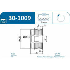 Fulie, alternator AUDI A4 Avant II (8E5, B6), Turism, 02.2000 - 12.2005 IJS GROUP 30-1009 Fulie, alternator AUDI A4 Avant II (8E5, B6), Turism, 02.2000 - 12.2005 IJS GROUP 30-1009
