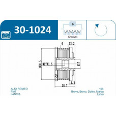 Fulie, alternator ALFA ROMEO 145 (930_), Hatchback, 07.1994 - 01.2001 IJS GROUP 30-1024 Fulie, alternator ALFA ROMEO 145 (930_), Hatchback, 07.1994 - 01.2001 IJS GROUP 30-1024