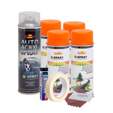 Kit complet reparatie si vopsire jante culoare Orange Fluorescent, V4 Kit complet reparatie si vopsire jante culoare Orange Fluorescent, V4