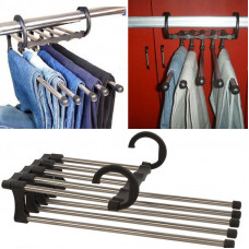 Umeras pliabil pentru 5 perechi de pantaloni, suport metalic cromat Umeras pliabil pentru 5 perechi de pantaloni, suport metalic cromat