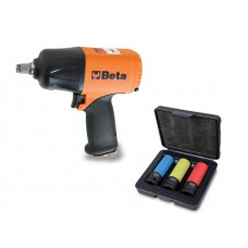 "Pistol de impact Air impact wrench external square 1/2"" 1760 Nm air consumption: 288 l/min. weight: 2 kg kit contains:wheel sockets" BETA BE1927P/4 "Pistol de impact Air impact wrench external square 1/2"" 1760 Nm air consumption: 288 l/min. weight: 2 kg kit contains:wheel sockets" BETA BE1927P/4