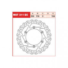 Disc frana fix fata, 250/118x3mm 6x134mm, diametru gaura de centrare 6,5mm, spacing 0 SUZUKI DR, DR-Z, RM, RM-X 125/125SM/125X/250/250F/250SE/400/400E/400F/400S/426F/450F 1988-2020 TRW MST311EC