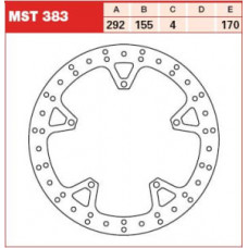 Disc frana fix fata, 292/155x4mm 5x170mm, diametru gaura de centrare 8,5mm, spacing 0 YAMAHA YZF-R125 125 2008-2013 TRW MST383 Disc frana fix fata, 292/155x4mm 5x170mm, diametru gaura de centrare 8,5mm, spacing 0 YAMAHA YZF-R125 125 2008-2013 TRW MST383
