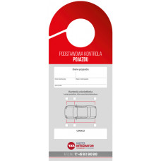 Verificare liste,etichete garaj Lista podstawowych czynnosci serwisowych pojazdu. Zawieszka do umieszczenia na lusterku. Opakowanie 100 szt. INTER CARS LISTA KONTROLNA ZAWIESZKA Verificare liste,etichete garaj Lista podstawowych czynnosci serwisowych pojazdu. Zawieszka do umieszczenia na lusterku. Opakowanie 100 szt. INTER CARS LISTA KONTROLNA ZAWIESZKA