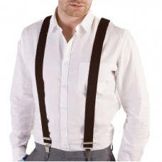 Bretele elegante pentru pantaloni, inguste, tip Y cu 3 catarame, culoare Maro Bretele elegante pentru pantaloni, inguste, tip Y cu 3 catarame, culoare Maro