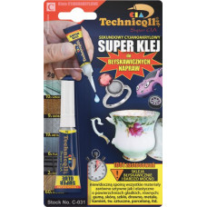 Adeziv universal cianoacrilat incolor 2g destinat pentru: cauciuc ceramica elastomeri lemn materiale plastice metal foarte repede lipici ciano-acrilic - tip picatura Tip de contact TECHNICQLL TE C-031 2 G Adeziv universal cianoacrilat incolor 2g destinat pentru: cauciuc ceramica elastomeri lemn materiale plastice metal foarte repede lipici ciano-acrilic - tip picatura Tip de contact TECHNICQLL TE C-031 2 G